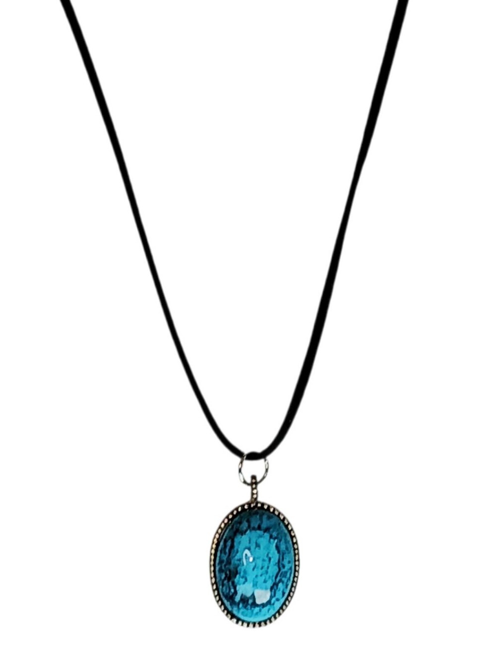 Cord Medallion Necklace Turquoise Charm  Western Desert Chic